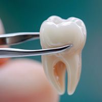 Dental tool holding an extracted tooth
