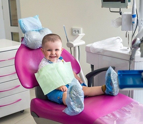 Little girl about to receive a dental cleaning