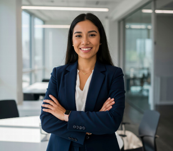 Female professional wearing clear aligners in Lake Zurich