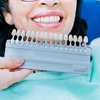 Woman seeking veneers in Lake Zurich