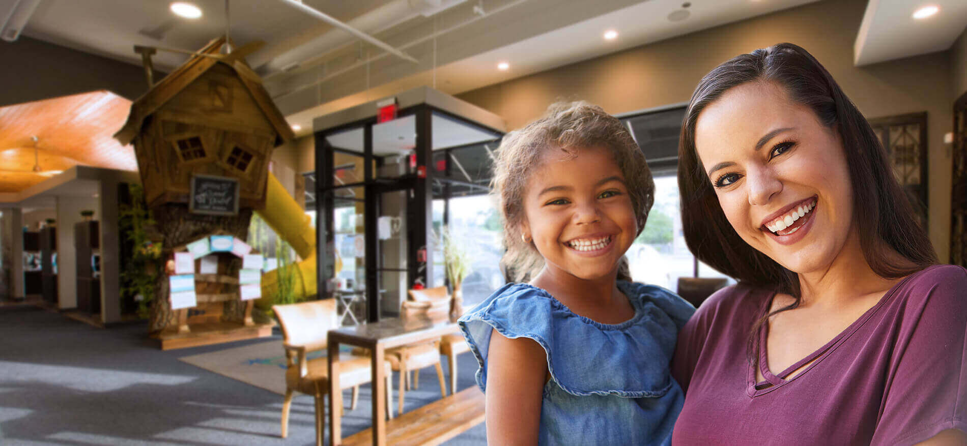 Mother and daughter smiling after visiting their dentist in Lake Zurich