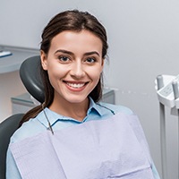 Woman smiling after receiving nitrous oxide