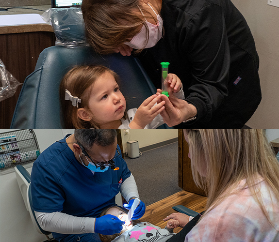 Little boy having teeth examined at Age One Visit in Lake Zurich, IL