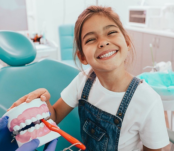 Little boy having teeth examined at Age One Visit in Lake Zurich, IL
