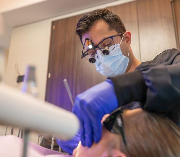 Man examined during preventive dentistry checkup