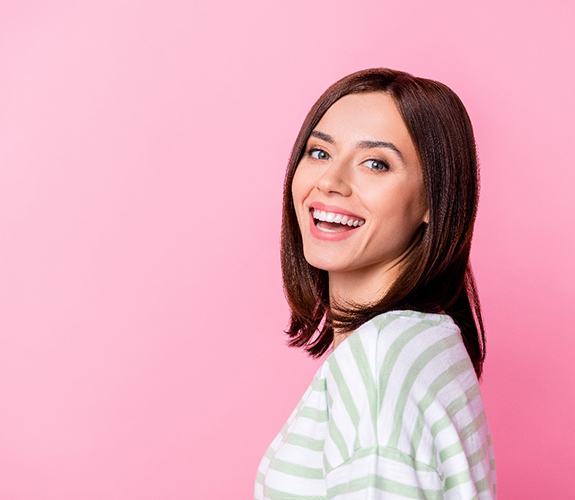 Woman with veneers in Lake Zurich