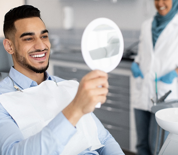 Man with veneers in Lake Zurich