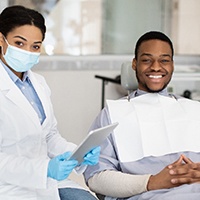 Male patient preparing for professional whitening