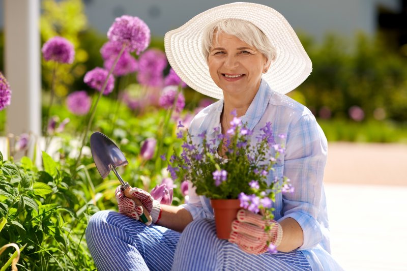 woman with dental implants